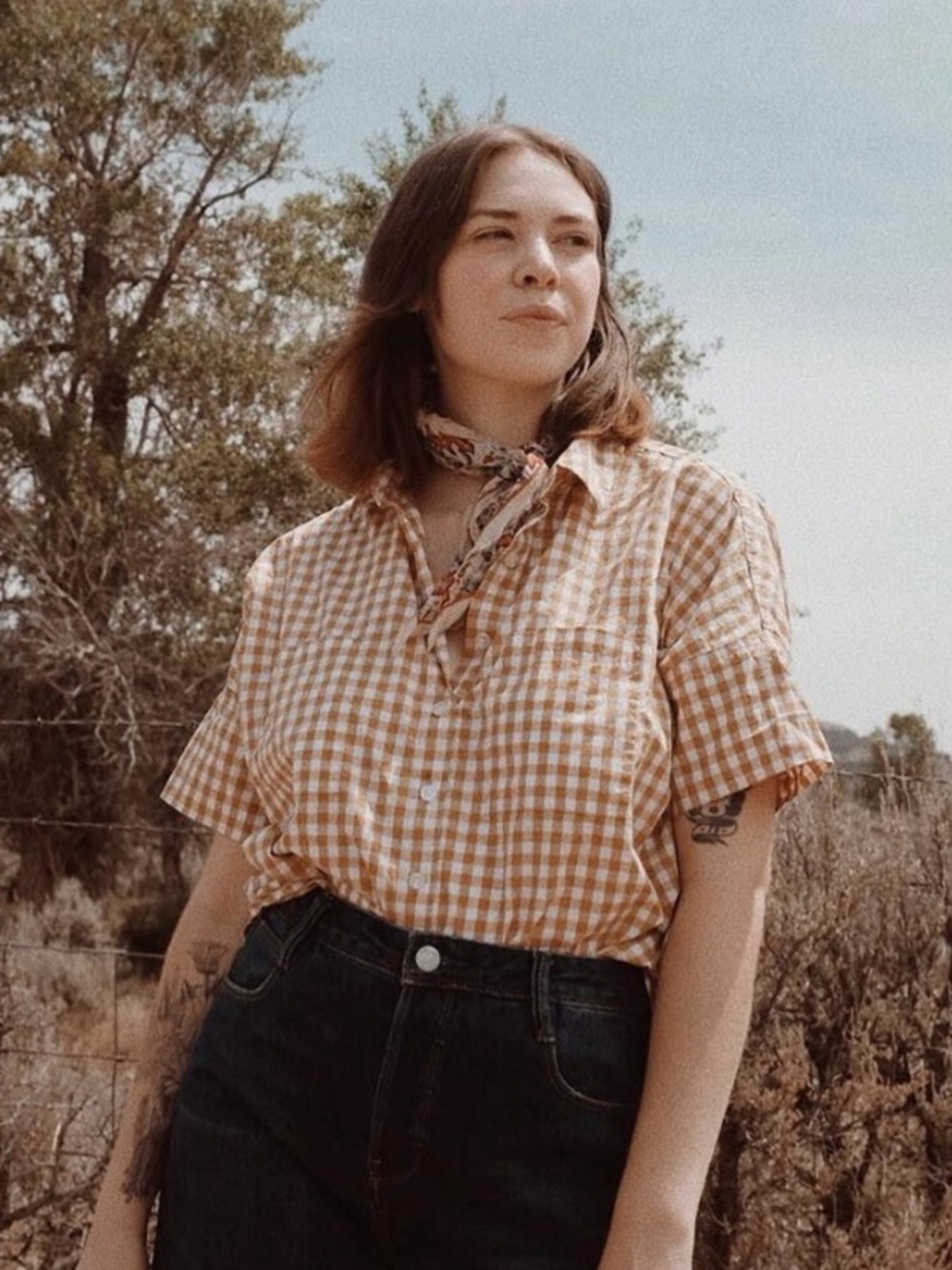 Tradlands Box Top in Golden Gingham
